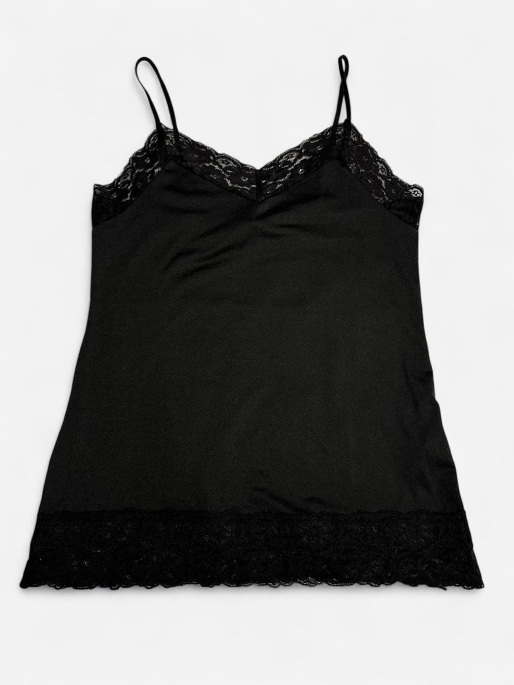 White House Black Market Black Lace-Trim Slip Cami